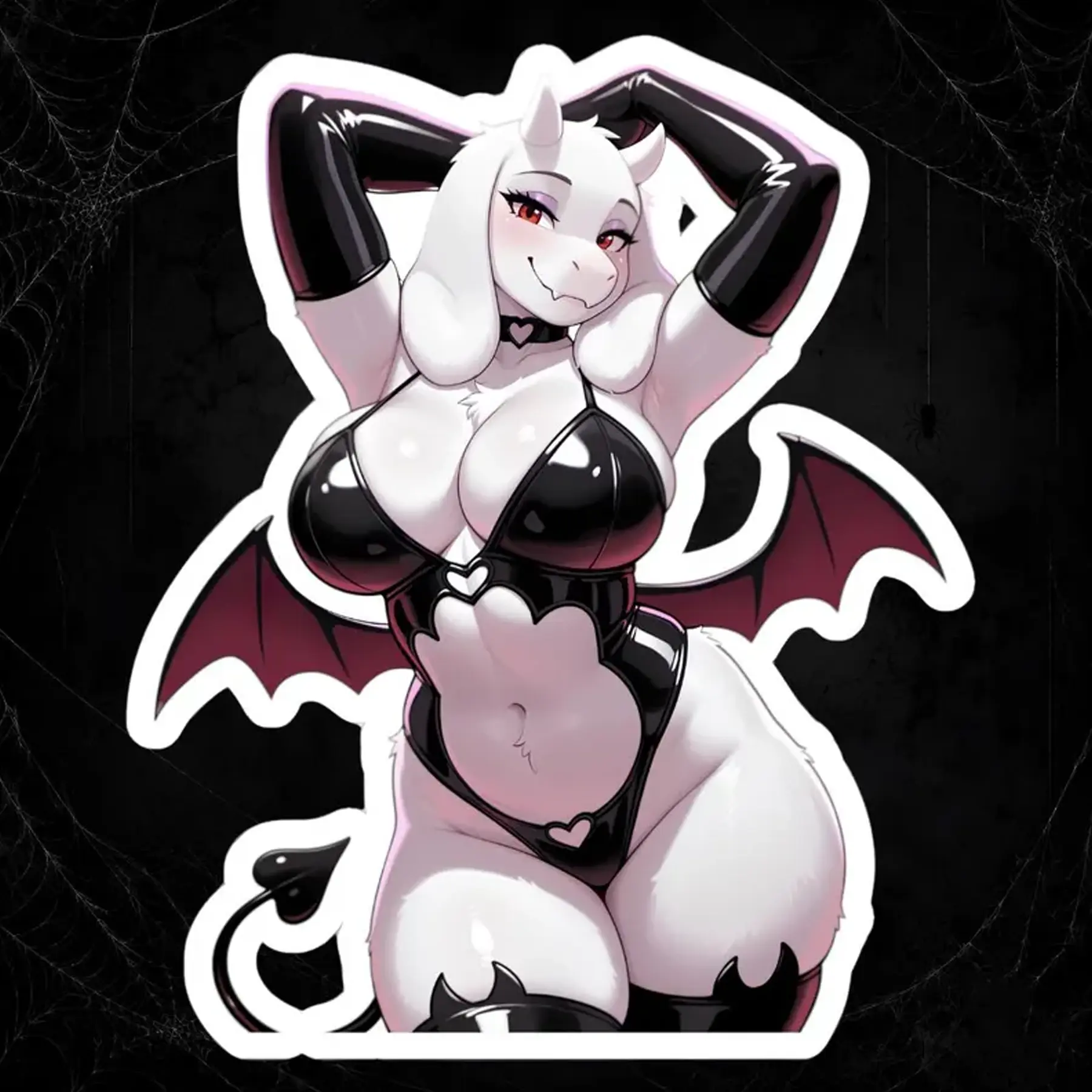 Spicy Succubus Furry Character Sticker, Halloween Demon Girl Vinyl Decal, Goth Anime Kiss-Cut Laptop Sticker
