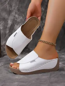 Lightweight Thick Sole Wedge Sandals, Women's Fashion Slip-On Anti-Friction Soft Bottom, Must-Have Summer Trendy Footwear