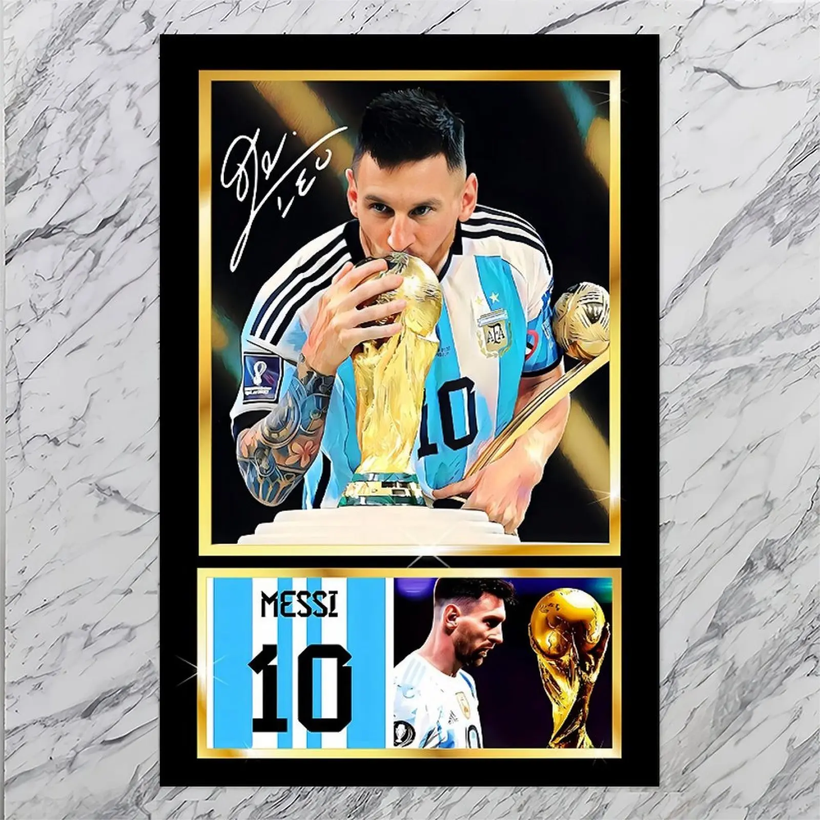 LIONESI 10, Motivational Wall Art, Messi Poster, Pop Culture Icon, Football Legends Art, Framed CANVAS, Sport Decor Ready to Hang Gift