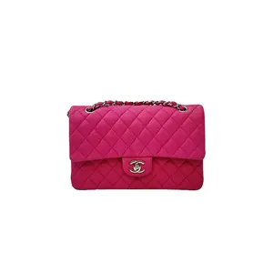 Pre-owned CHANEL france Crossbody Bags H1 Classic Flap (CF) Lychee caviar leather Cowhide Barbie Pink Medium Crossbody Bag 40538