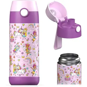 Kids Water Bottle MALI [12OZ] - No Straw Stainless Steel Thermo Bottle - Insulated Waterbottle Leak Proof for School & Sports - Thermo Tumbler for Boys & Girls (Princess)