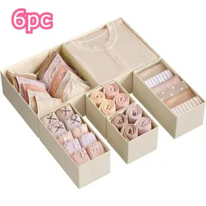 6PCS/12PCS Drawer Organizer, Dresser Drawer Organizers, Foldable Fabric Storage Bins for Socks, Underwear, Bras, Ties, Scarves