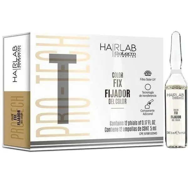 SALERM Hair Lab Color Fix Fijador Haircare Treatment - Salerm Cosmetics, with Macadamia Oil, Isopropyl Alcohol, Benzyl Alcohol, Ethylhexyl Methoxycinnamate, 12 Vials (0.17 oz Each), Salem Cosmetics