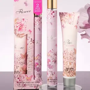 Flower blooming women's perfume sets body lotion& eau de toilette