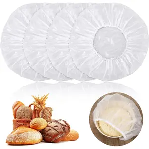 4 Pcs Reusable Bowl Covers, Bowl Covers For Bread Proofing 12" Elastic EVA Sourdough Bread Cover Shower Caps for Sourdough Breads Compatible with Round/Oval Banneton Baskets