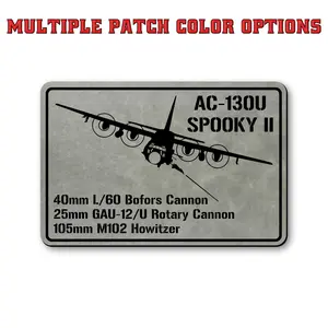 AC-130U Spooky II Gunship Morale Patch 2x3 Hook & Loop Back for Jackets Backpacks Tactical Vests Hats and Gear Office Humor Gift