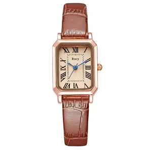 Retro Waterproof Small Dial Women's Watch - Compact Square Genuine Leather Watch, Exquisite and Elegant - Light Luxury Quartz Watch with Distinctive Style and Affordable Price