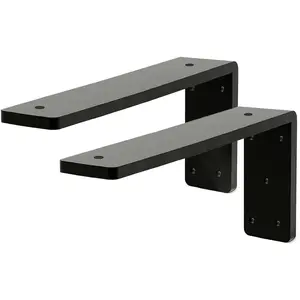 Countertop Support Bracket 18 Inch 2 Pack 3/8" Thick Black Heavy Duty Granite Support Bracket 18"x6"x2.5" L Shape Iron Metal Support for Granite Quartz  Laminate Countertops