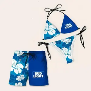 Matching Couple Swimsuit Set – Women Bikini & Men Beach Shorts, His & Hers Summer Beach Outfit, Vacation Gift