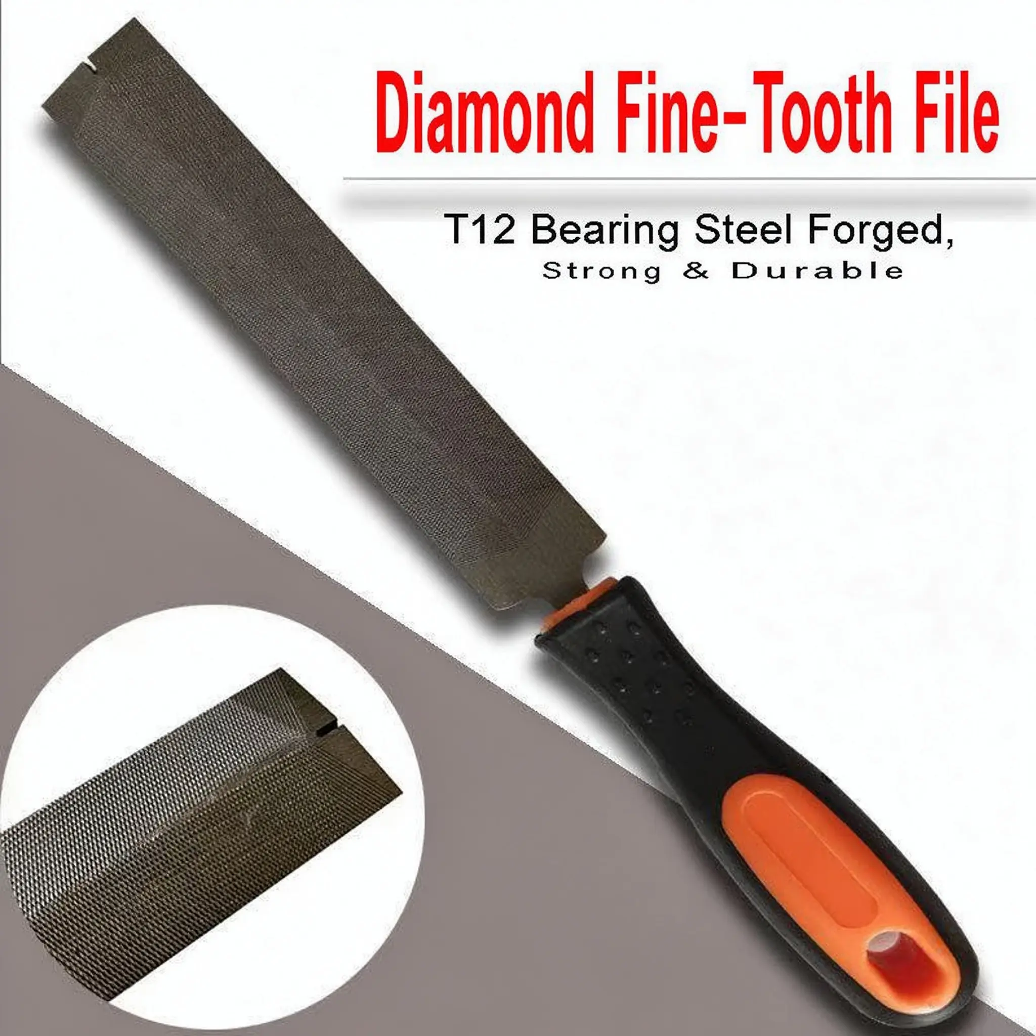 Rhombic Saw File, Bearing Steel Hand Saw Sharpening File, Non-Slip Rubber Handle Metal File for Woodworking Pruning Hand Saw Tooth Sharpening