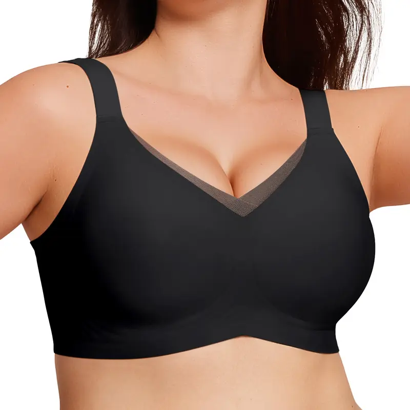 Womens Wireless Jelly Bras V Mesh Comfortable Bralette Supportive Tshirt Bra No Underwire Seamless Push Up Everyday Bras