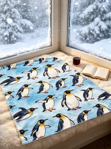 Soft Flannel Throw Blanket - Adorable Penguin Print, Ideal Gift for Kids & Adults, Multi-Use for Camping, Travel & Bedding