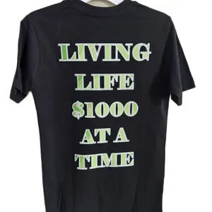$1000 at a Time Black T-Shirt Casual Short Sleeve Crewneck Stylish Top - Tshirt, Menswear, Man, Shortsleeve, Streetwear
