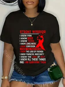 100% Cotton Unisex Stroke Awareness Stroke Warrior For Women Men T-Shirt