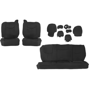 Seat Covers for 1999-2006 Chevy Silverado 1500 Extended Cab 4-Door Pickup – Front & Rear Black Cloth Seat Protector Set, Water Resistant-TK