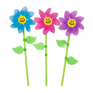 Colorful Smile Face Flower Pinwheels - 36 Pc. for Spring Celebrations