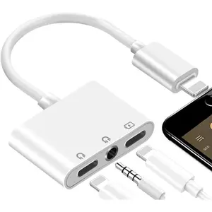 Lightning to Headphone Adapter 3.5mm Jack Headphone Adapter 3 in 1 Earphone and Charging Splitter for iPhone 13/12/11/SE/XS/XR/X/8/7 and iPad Smartphone Cellphone Headset Charger