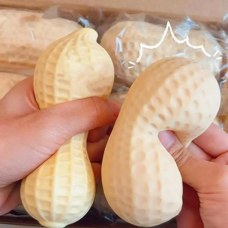 Large Soft Peanut Stress Relief Toy, Realistic Food Cheese Slow Bounce Decompression Toy Gift, Relaxing Squeeze Fun, Stress Relief  Fidgeting, Squishies
