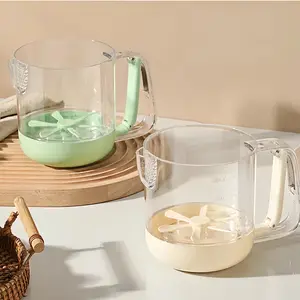 3-in-1 Semi-Auto Egg Whisker, One-Press Whisking, Straining & Measuring, Food-Grade & Easy Clean Kitchen Utensils Cream Yellow beater Kitchenware Modern