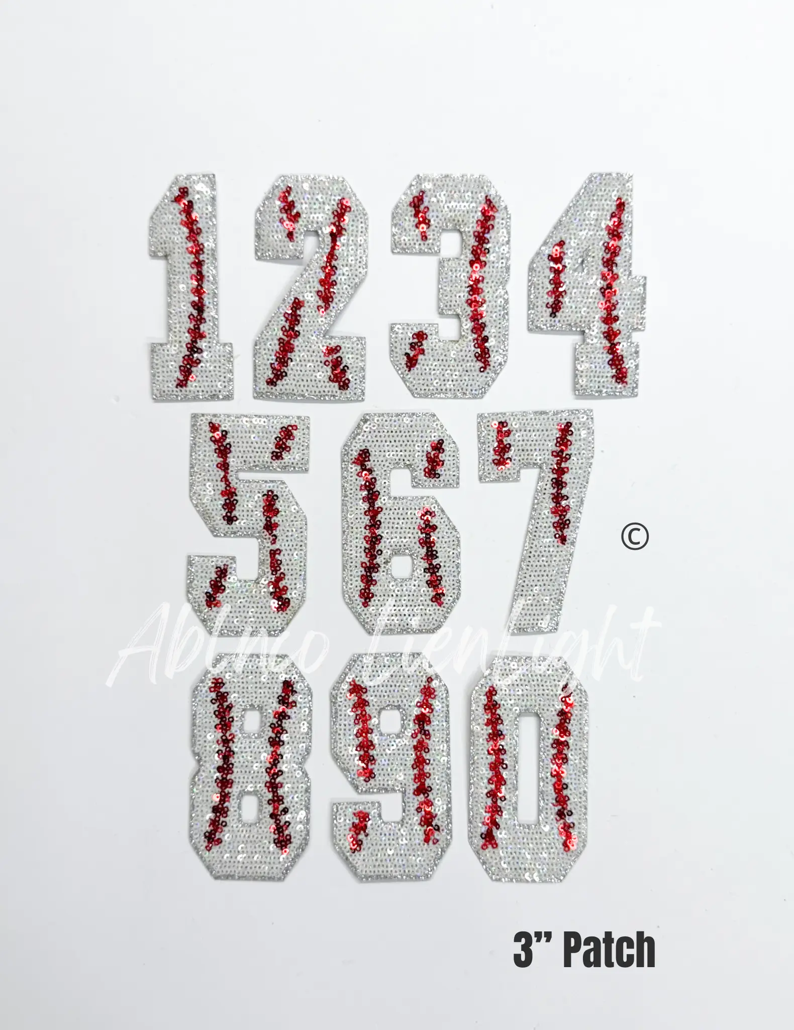 Sequin Baseball Numbers Patch - Small