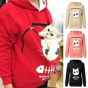 Women’s Hoodie Sweatshirt with Cat Pet Pocket Design – Long-Sleeve Sweater Cat Outfit
