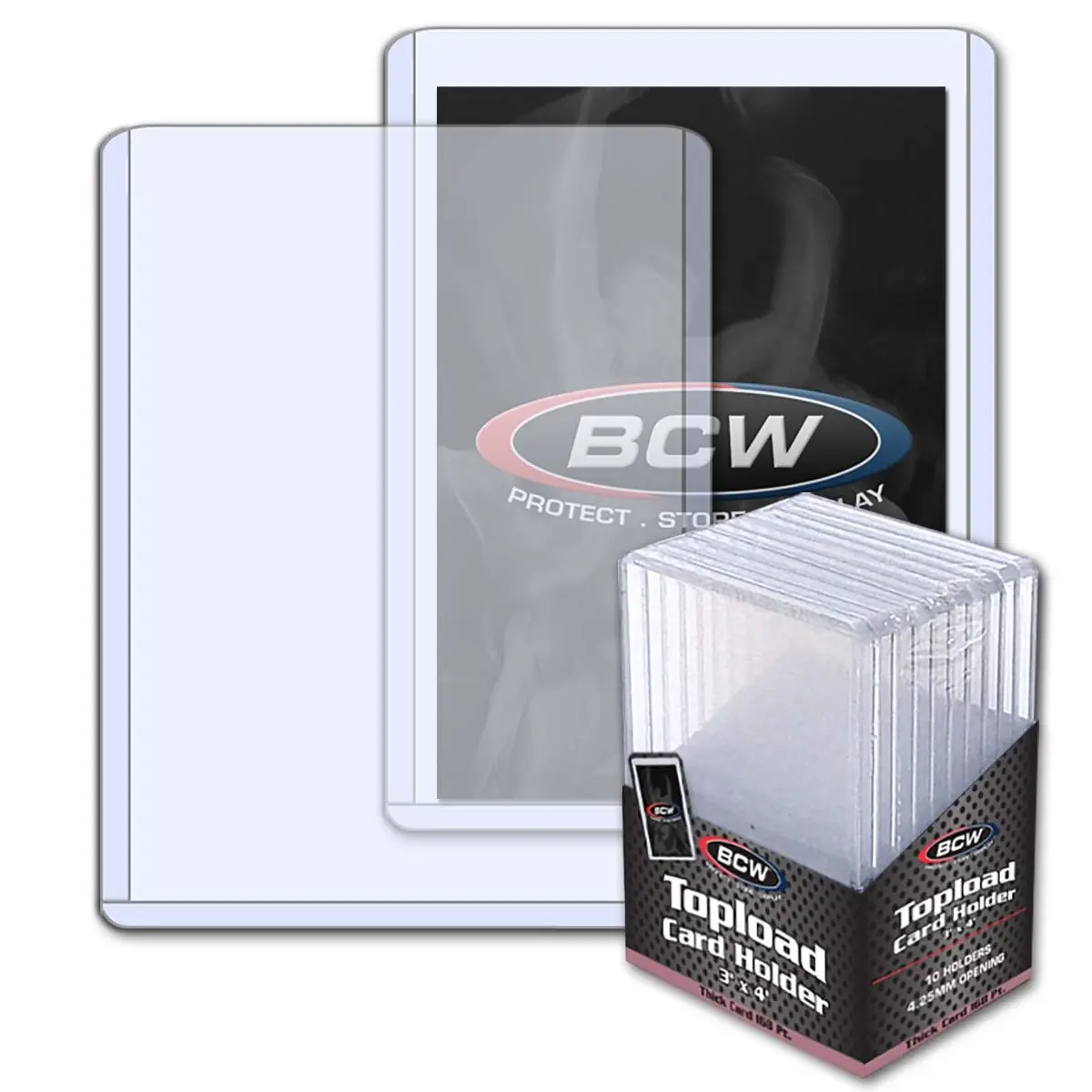 BCW Rigid Trading Card Toploaders - 168pt Thick, 3x4x1/4 in, Jersey/Memorabilia Card Holders, 10-Pack, Rigid Toploaders