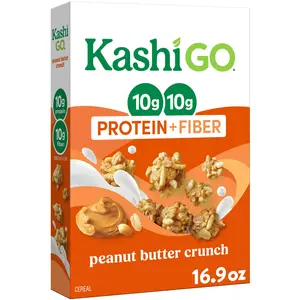 Peanut Butter Crunch Protein Cereal with Whole Grains and Fiber, Crispy Breakfast Cereal, 16.9 oz Box