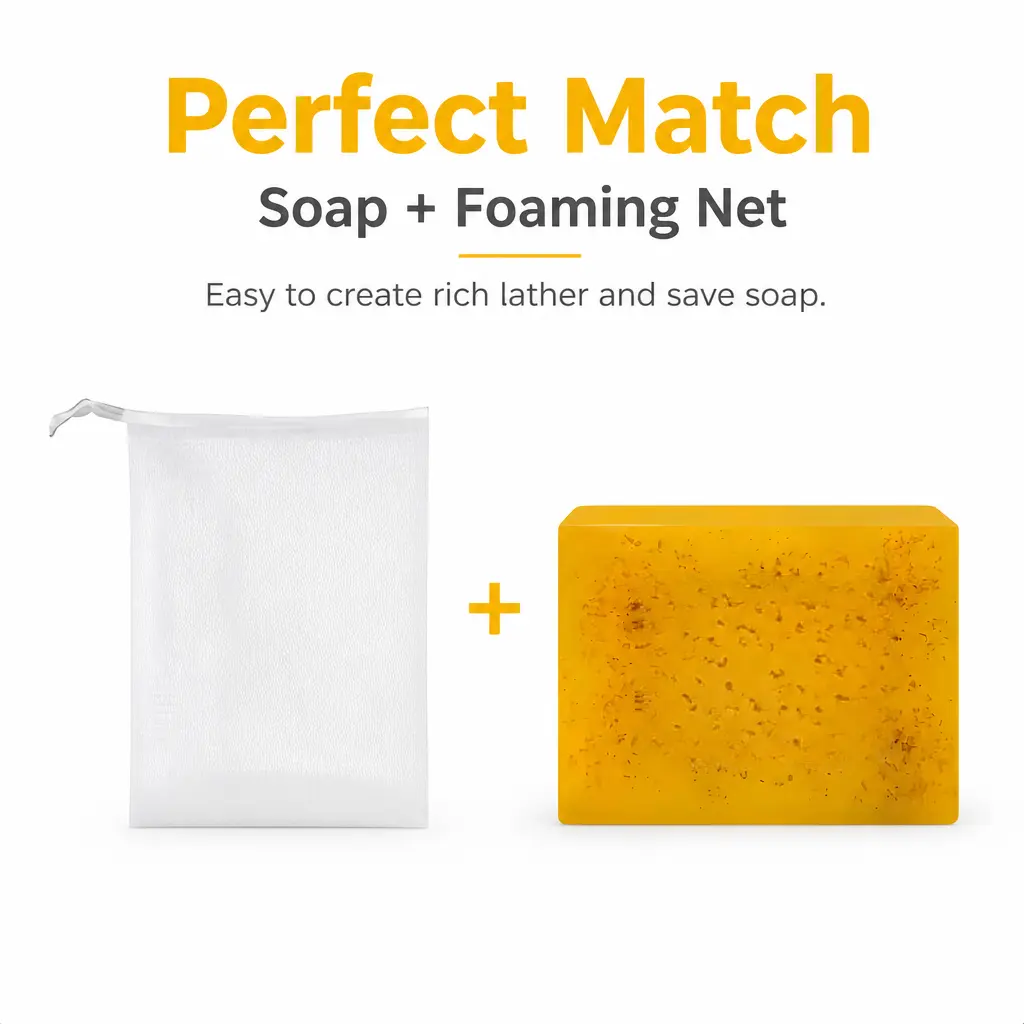 Scented Lemon Turmeric Kojic Acid Soap - Aroma, Gentle Daily Cleansing Organic Bar for Face and Body, Honey Glow, Flawless Skin Care Bath & Shower Cleanser