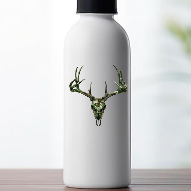 Whitetail Deer Skull Camo Sticker, Hunting Rustic Style, Buck Skull Decal for Trucks, Coolers, Gun Cases, Gift for Hunters