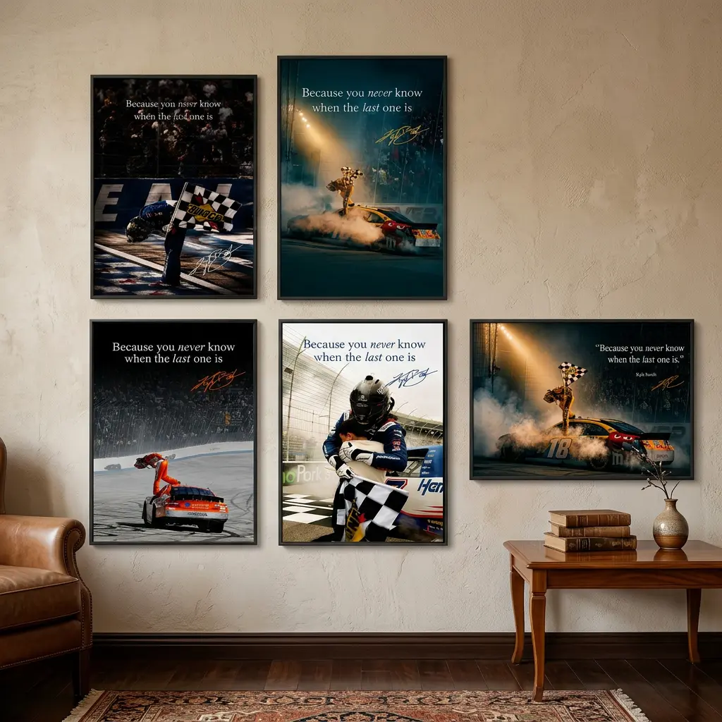 "Because You Never Know When The Last One Is" Racing Quote Canvas Print Set - Vintage NASCAR Victory Wall Art for Man Cave