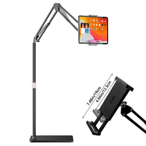 Tablet Floor Stand, Raised Bed Phone Stand Angle Height Adjustable Stand, 360 Degrees Rotation Universal Floor Stand Compatible With iPhone iPad Pro Air Mini, Samsung Tab, Kindle, E-Readers