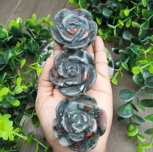 African Bloodstone Flower Carving