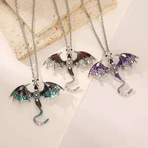 Dragon Design Pendant Necklace with 50pcs Sticker, 1 Set Fashion Jewelry for Women & Girls, Trendy All-match & Exquisite Jewelry for Birthday Gift