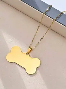 Cross-Border Stainless Steel Bone Shaped Dog Tag Pet Necklace, Durable and Stylish Bohemian Design Accessory for Dogs, Perfect Gift for Pet Lovers