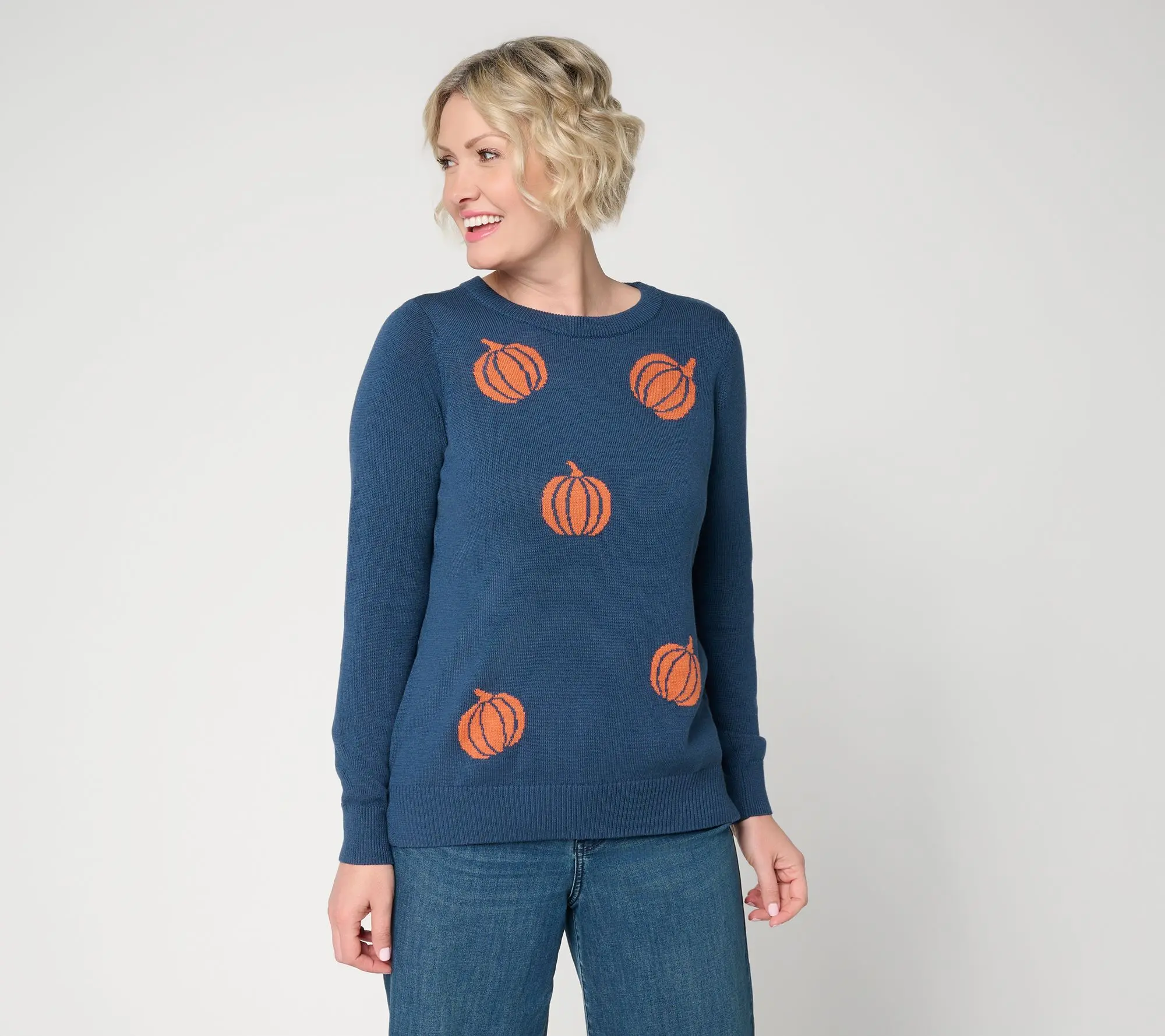 Belle by Kim Gravel Pumpkin Patch Intarsia Sweater