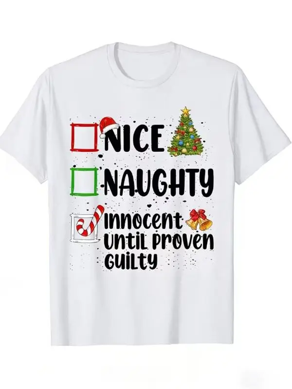Christmas Nice Naughty List T-Shirt, Holiday Funny Christmas Shirt Men Women Xmas Tree Candy Cane Jingle Bells Design#SohoChic