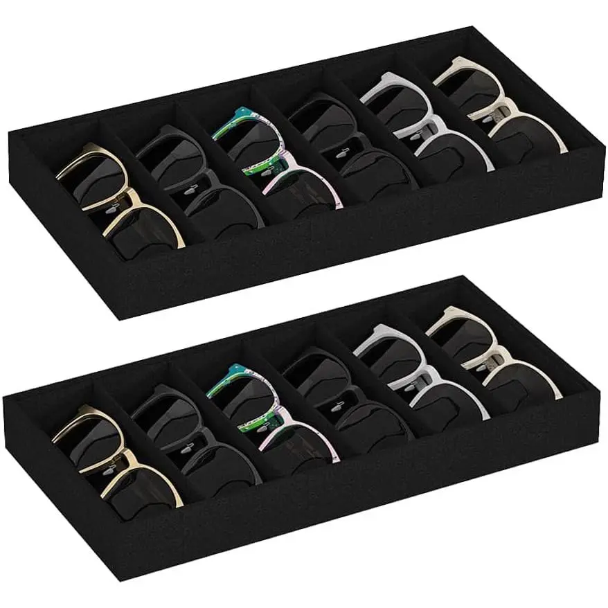 Sunglass Organizer Tray,Eyeglass Storage for Multiple Glasses, and Sunglasses Drawer Organizer (Black 2)
