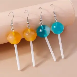 Cute Resin Candy Lollipop Earrings for Women Mini 3D Simulation Food Dangle Earrings Girls Kids Jewelry Gifts