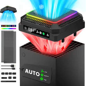 Auto Cooling System Compatible with Xbox Series X w LED Display Whisper Quiet Adjustable by Temperature, Series X Console Air Cooler Fan,2 USB Port,Rubber Dust Plugs for Xbox 360 Batteries