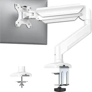 Single  Arm 13-34 Inch, Adjustable Gas Spring Arm,  Desk Mount for 4.4-22lbs, VESA 75/100mm with C-Clamp/Grommet Base,  Stand for Work/Gaming