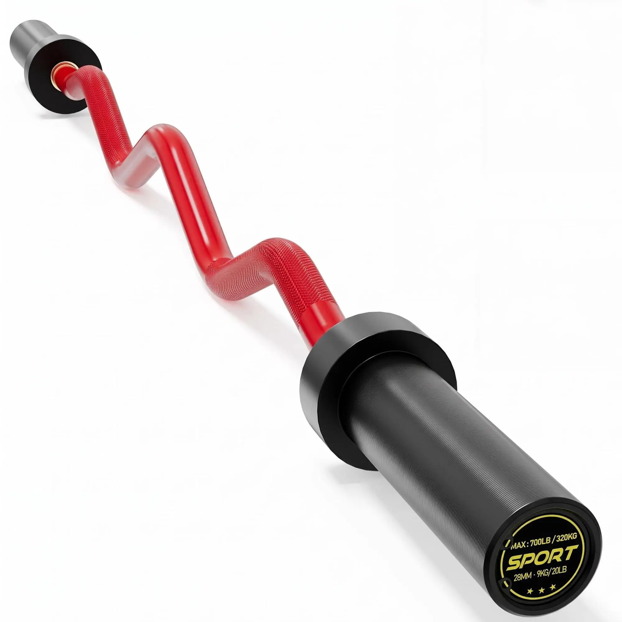 47in Olympic EZ Curl Bar, 700 lb 2in Curling Bar with Diamond Knurling for Curls, Hip Thrusts, Squats, Rows & Home Gym