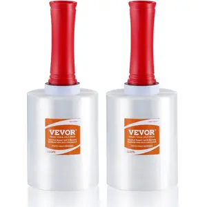 VEVOR Stretch Film, 5 inches x 1000 feet, 2 Pack, 80 Gauge Industrial Strength Clear Durable Stretch Wrap Roll, Heavy Duty Shrink Film Stretch Wrap with Handles for Pallet Wrapping Shipping Moving