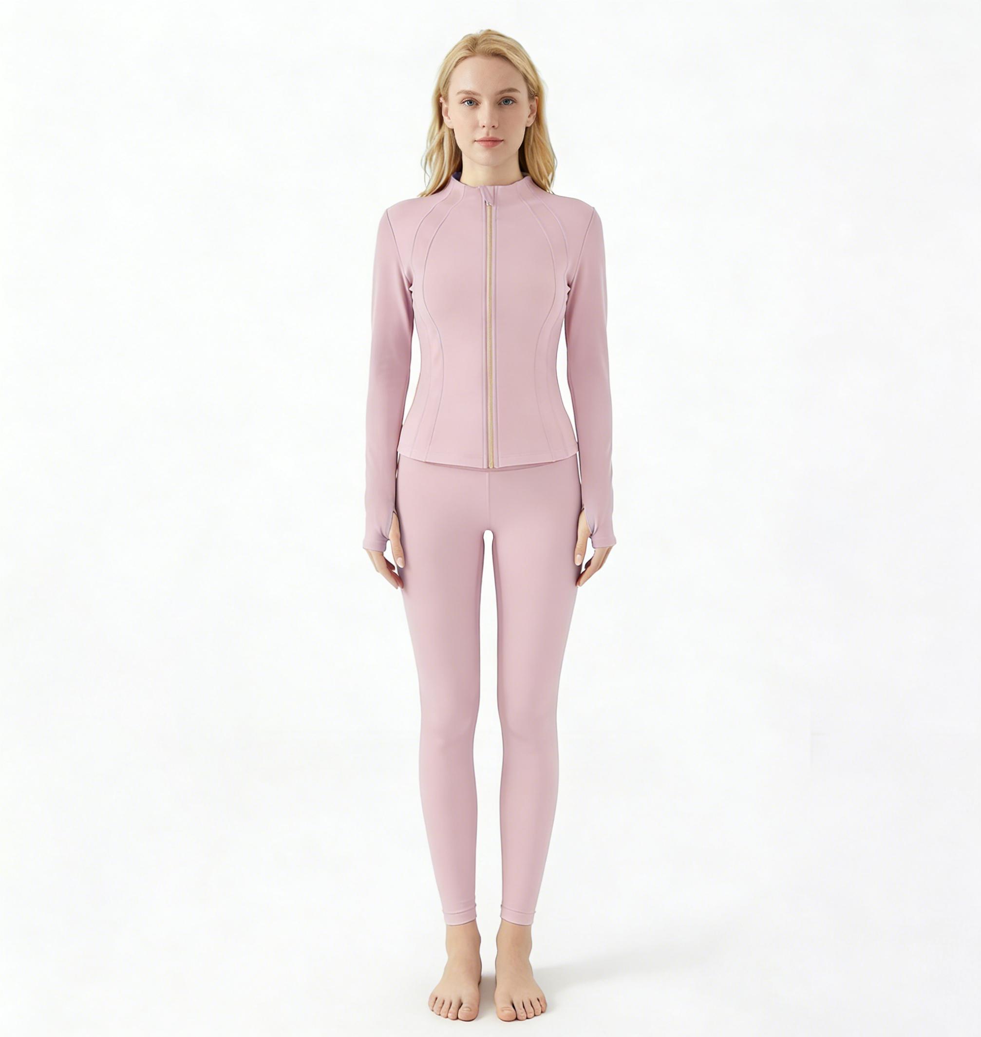 Women's Thumb Hole Zip Up Sports Jacket, Long Sleeve Active Outerwear Thumbholes Design, Casual Wear for Women