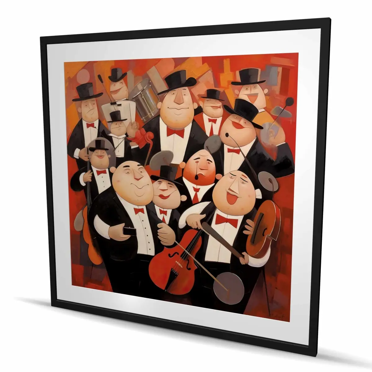 Begin Home Decor C1FM48488ONZJ6 48 x 48 in. Abstract Band - Livingroom Man Framed Matted Print Wall Art for Decor