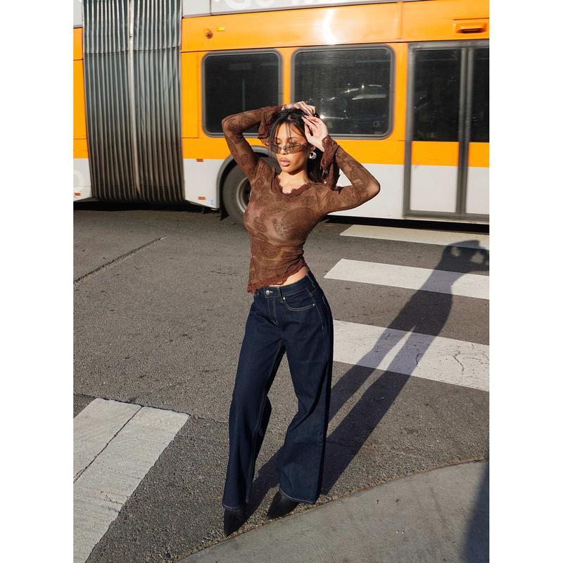 Serenitia Mid Rise Relaxed Jeans Dark Raw Wash