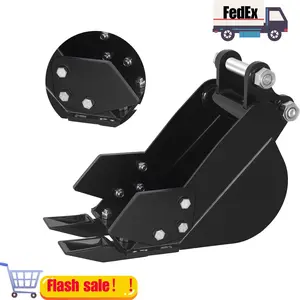 Mini Excavator Bucket with Metal Teeth, High Manganese Steel Hole Diameter, Trenching Digger Attachments, Bolted Connection 0.98" Hole Diameter, 3.7" Span, 3.5" Center Wheelbase
