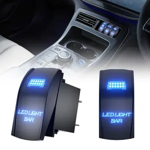 LED Light Bar Rocker Switch - 4WDKING Momentary On/Off Push Button Toggle Switch with Jumper Wire 5 Pins Blue LED Lights 20A 12V