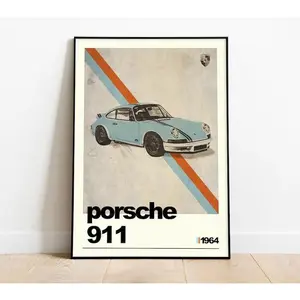 Porsche 911 Classic Supercar Wall Art Poster Unframed, A Car Themed Print for Dad's Gift, Boys Room Decor, or Man Cave Enhancement with Iconic Automotive Style.