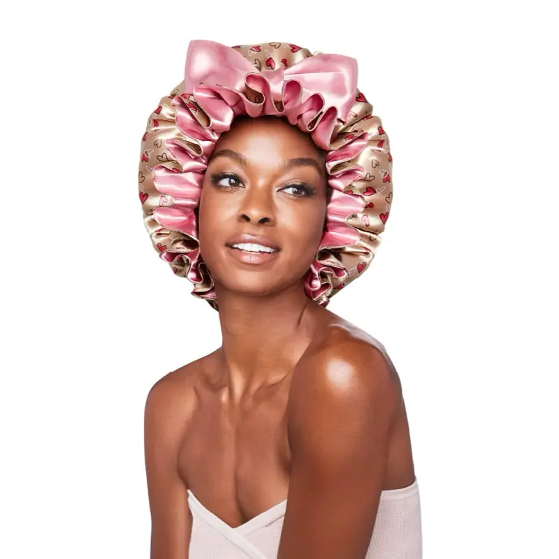 Reversible Double-Layered Satin Ruffle Tie Bonnet - Adjustable Anti-Breakage Hair Wrap for Curly & Natural Hair