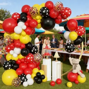 40Pcs Red,Yellow,Black,White Balloons and Black,Yellow,Red Polka Balloons Set,Suitable for Cartoon Mouse Theme Party,Wedding,Birthday,Anniversary,Graduation Party Decoration Supplies,Halloween Decoration,Christmas decoration
